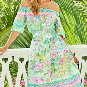 Tropical Off-Shoulder Dress